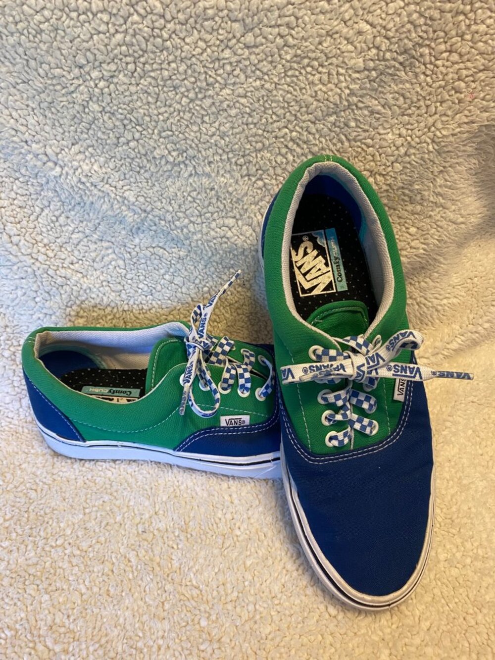 Vans ComfyCush Green & Navy Blue Checkered Lace-Up Sneakers
